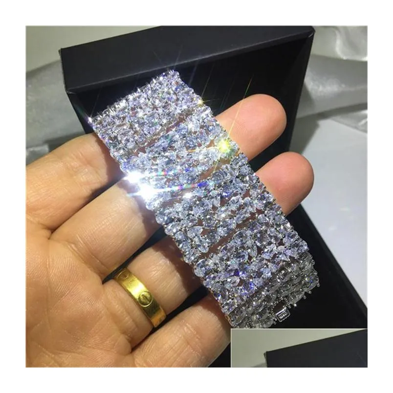 20 style sparkling luxury jewelry 925 sterling silver multi shape white topaz cz diamond gemstones women wedding bracelet for lover