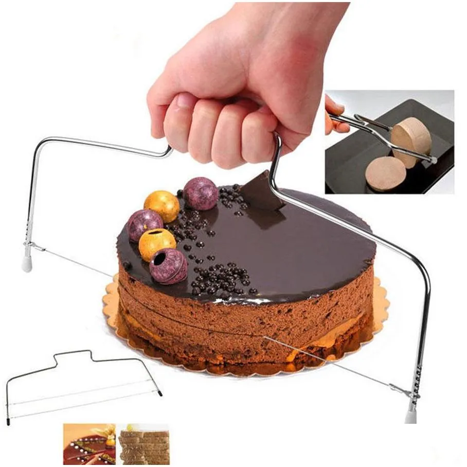 wholesale kitchen diy baking accessories double line cake slicer home diy cake straightener cutting line adjustable cakes slicer dh0894