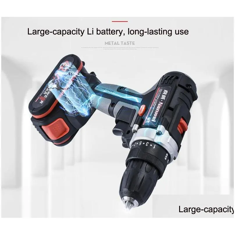 2speeds electric drill cordless screwdriver 21v 18v 12v lithium battery cordless drill mini drill cordless screwdriver power tool