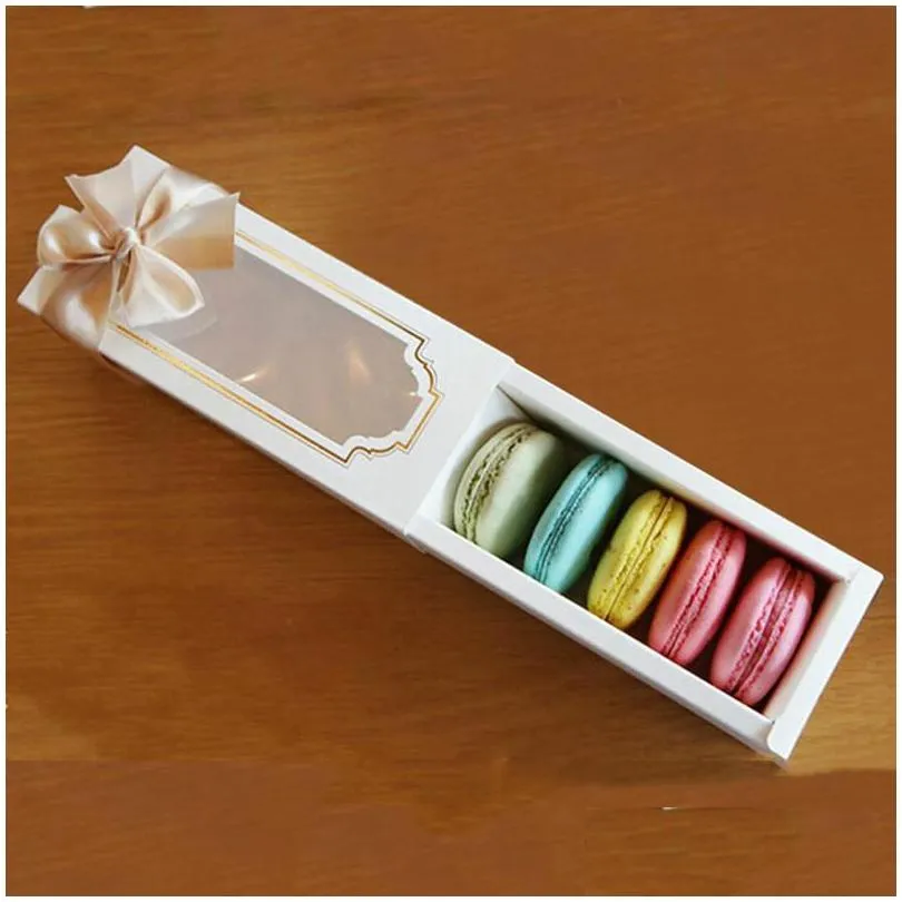 macaron packing boxes wedding party 5/10 pack cake storage biscuit clear window paper box cake decoration baking ornaments vt1889