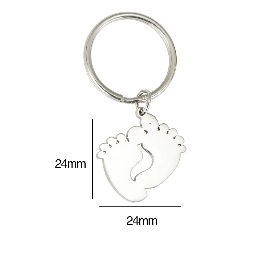steel/gold stainless steel baby foot key chain blank for engrave metal baby feet keychain mirror polished wholesale 10pcs