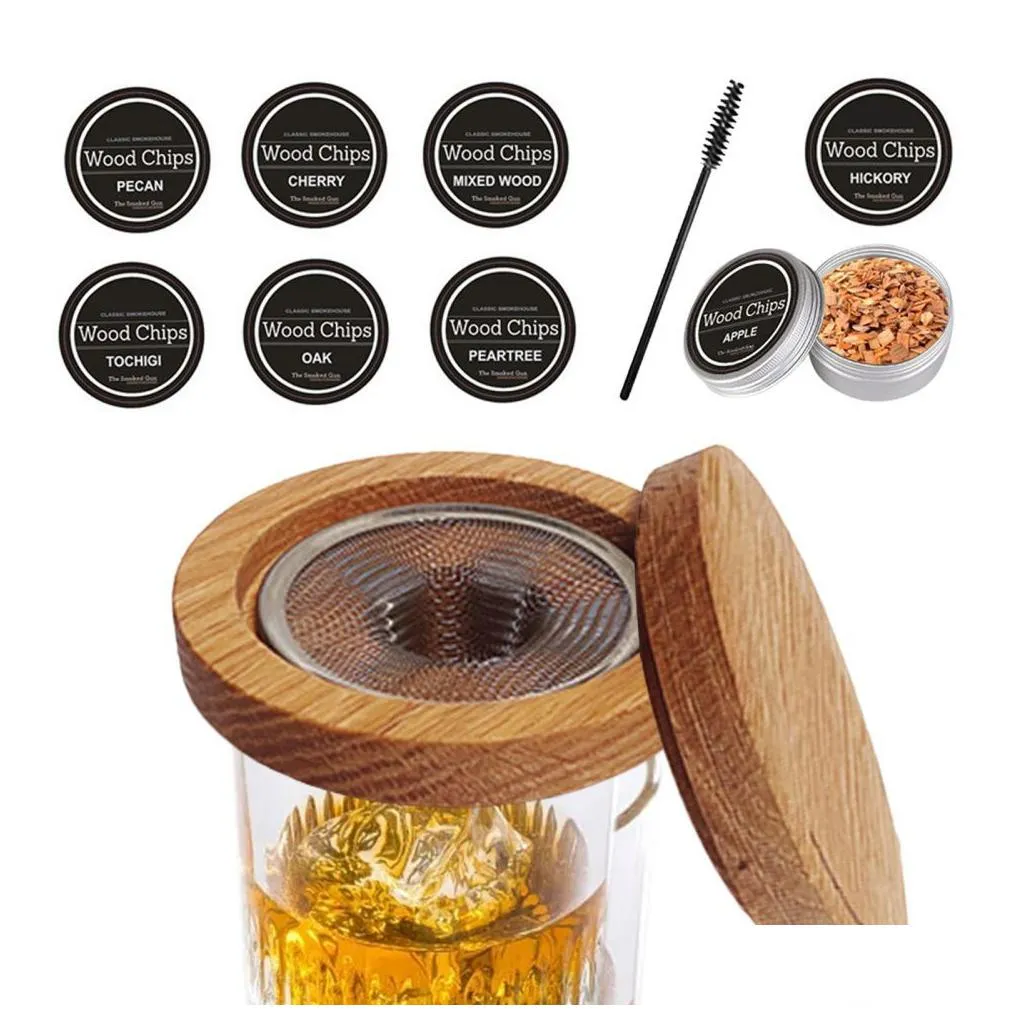 cocktail smoker kit whiskey wooden smoked wood hood smoker for drinks kitchen bar accessories tools