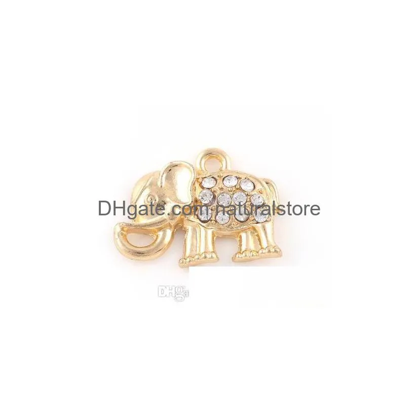 20pcs/lot 16x33mm gold silver color animal elephant hang pendant charms fit for magnetic memory floating locket