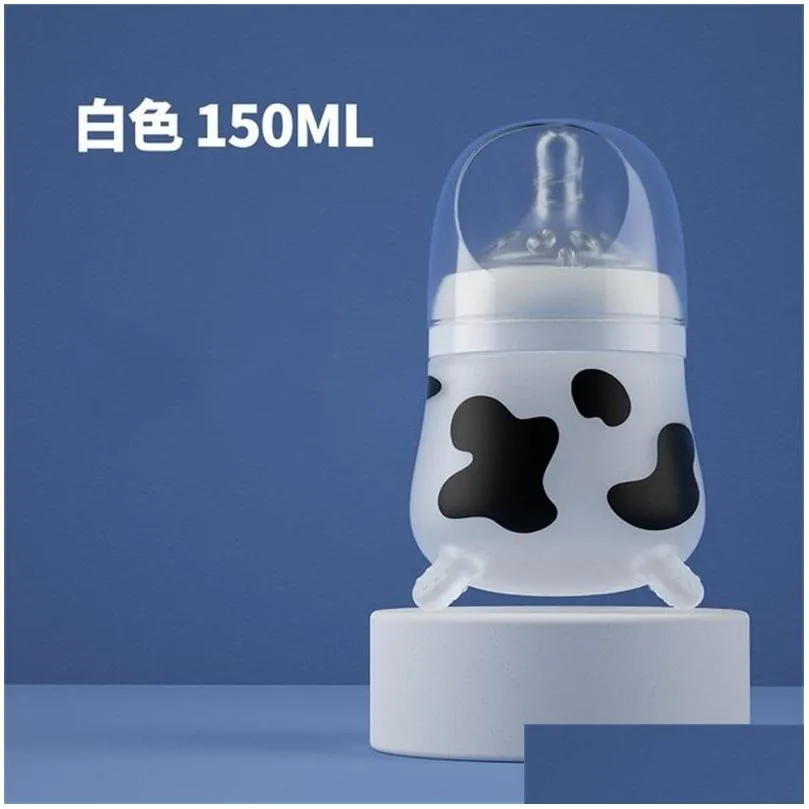 silicone baby feeding bottle cute cow imitating breast milk for born infant anti colic anti choking supplies 285 h1