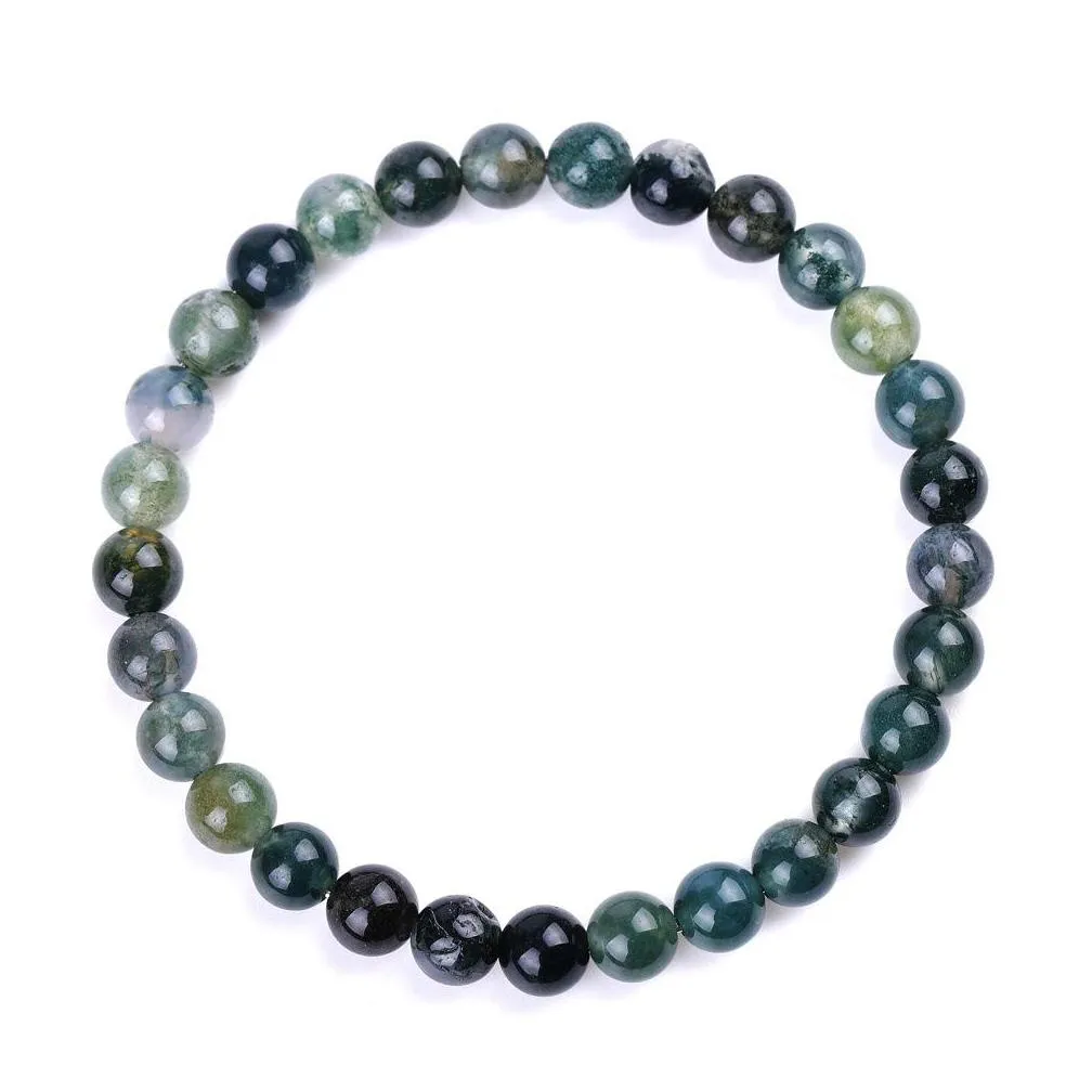 6mm 8mm 10mm india grass agate stone beaded strand bracelet balance yoga friendships jewelry for women men