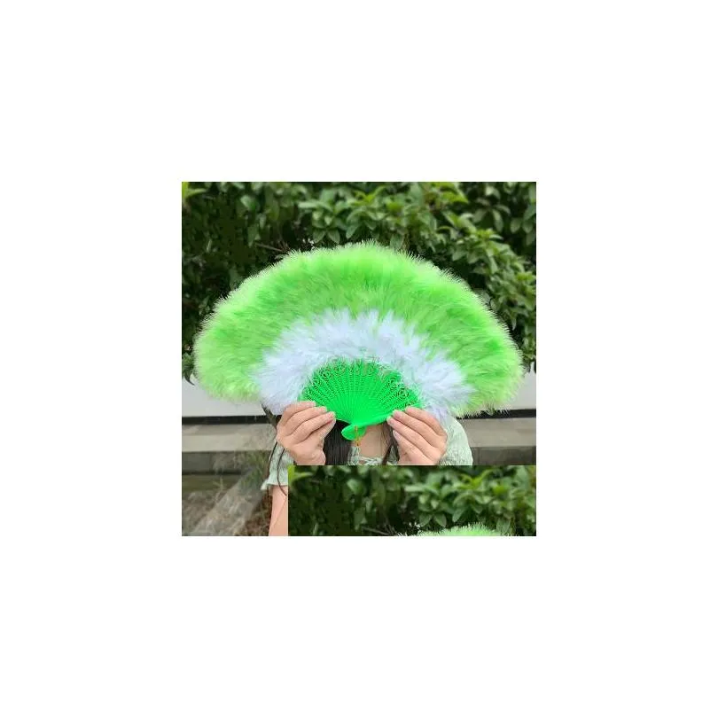 party favor retro nostalgia colorful feather hand fan live dance cheongsam catwalk gradient abanicos para boda