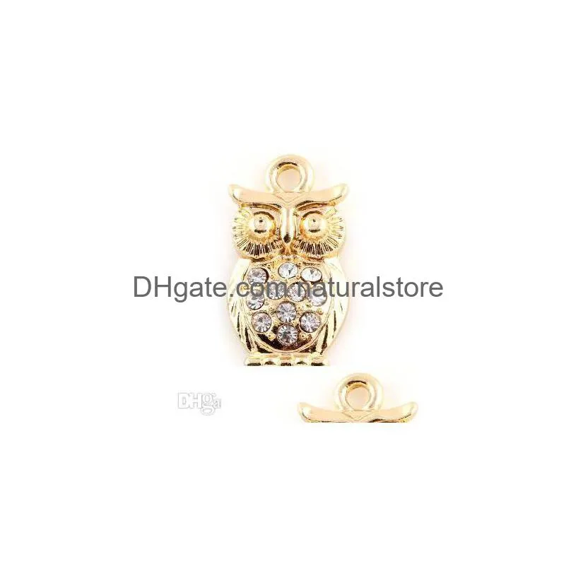 20pcs/lot 12x25mm golden silver color animal owl hang pendant charms fit for diy floating dangle locket jewelrys