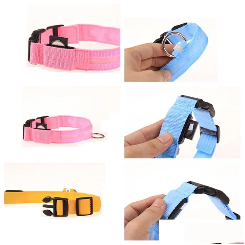 led nylon pet dog collar night safety led light flashing glow in the dark small dog pet flashing safety dog collar leashes sxl dbc