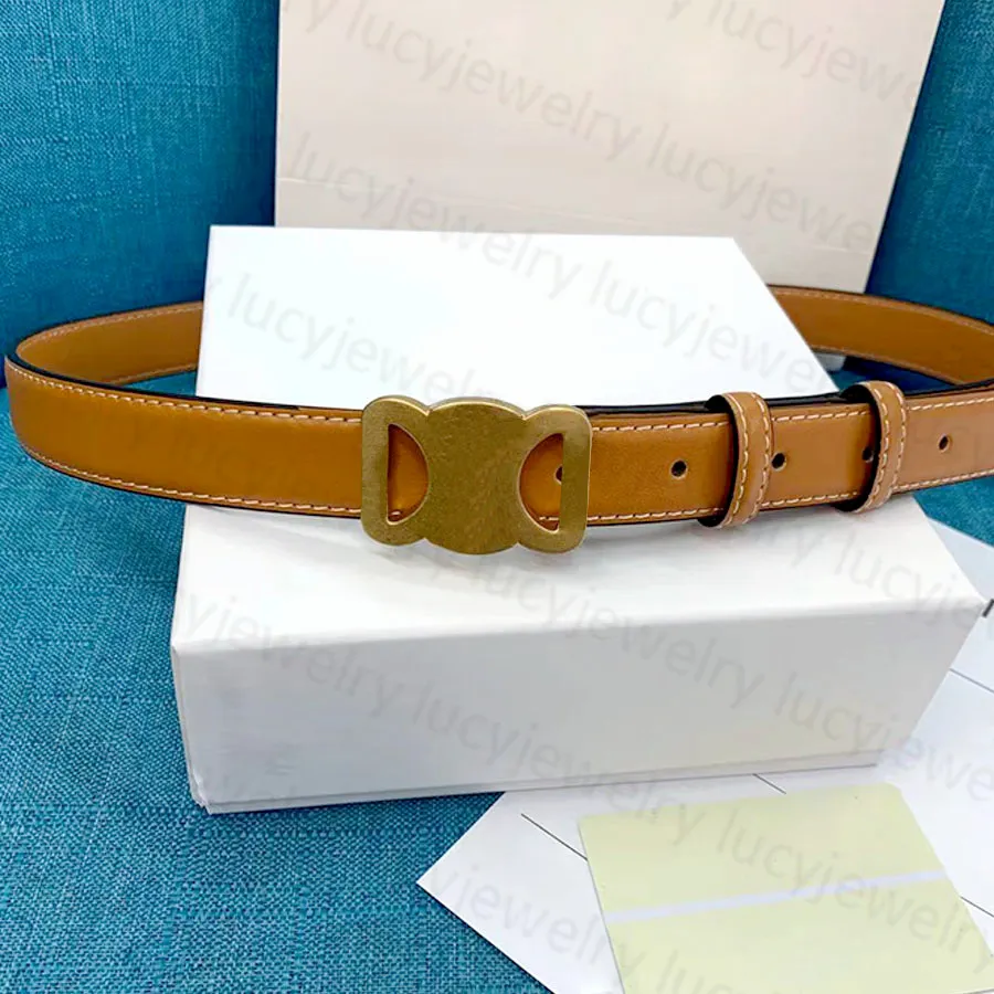 Woman Belt Luxury Lady Narrow Belts Classic Genuine Leather Gold Buckle Width 2.5cm