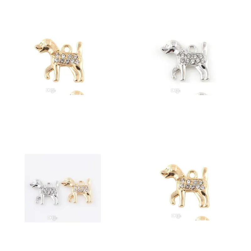 20pcs/lot 20x18mm gold silver color animal dog hang pendant charms fit for magnetic memory floating locket