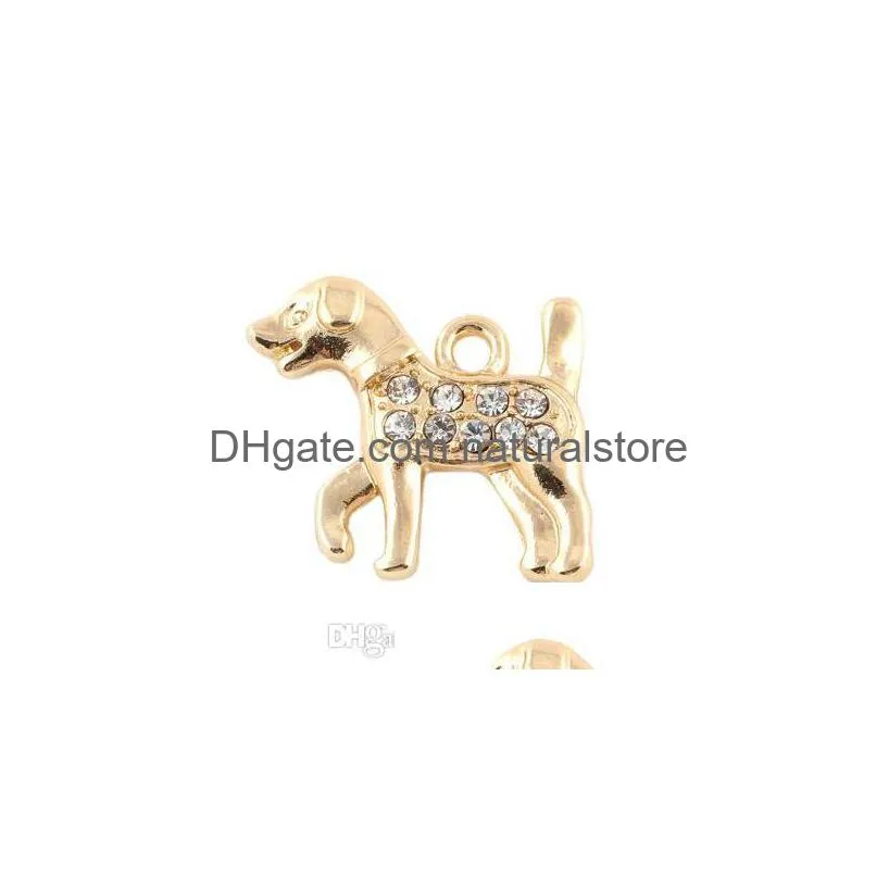 20pcs/lot 20x18mm gold silver color animal dog hang pendant charms fit for magnetic memory floating locket