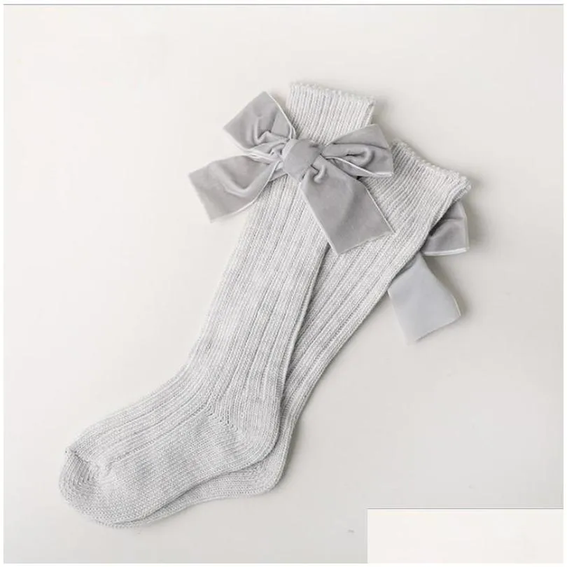 winter children socks for girls princess socks big bows knee high baby long socks for kids born infant cotton sock 1019 y2
