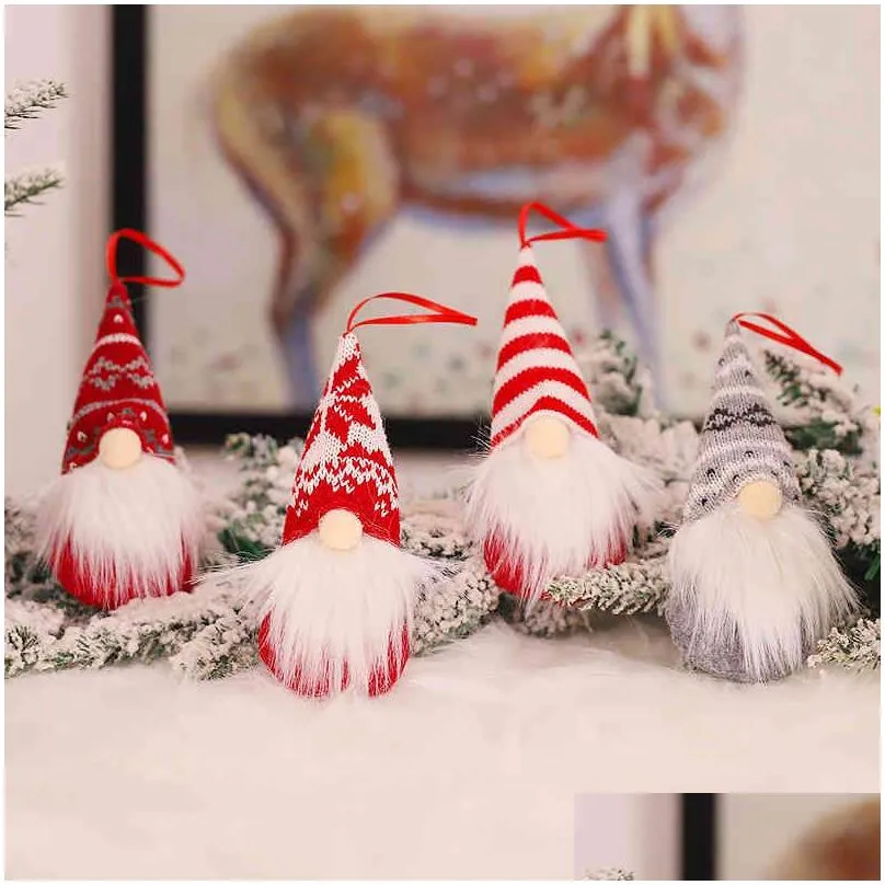 christmas mini faceless old man doll xmas tree plush gnome santa hanging pendant decoration home party hang ornaments vtmhp0987