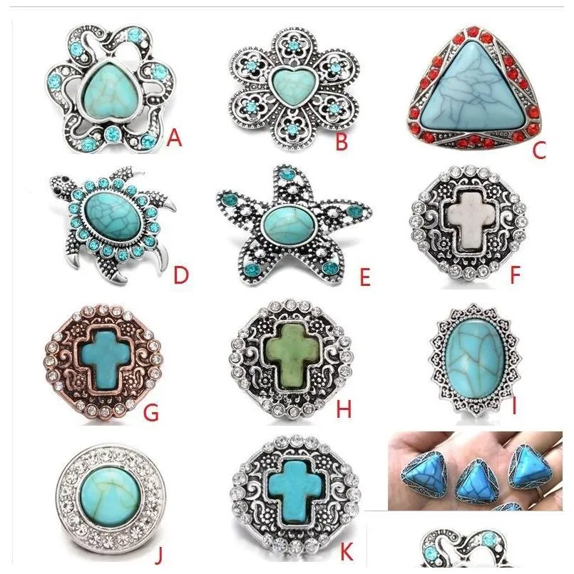 noosa turquoise 18mm snap button cross natural stone triangle love heart chunks diy ginger snap button charms bracelet necklace