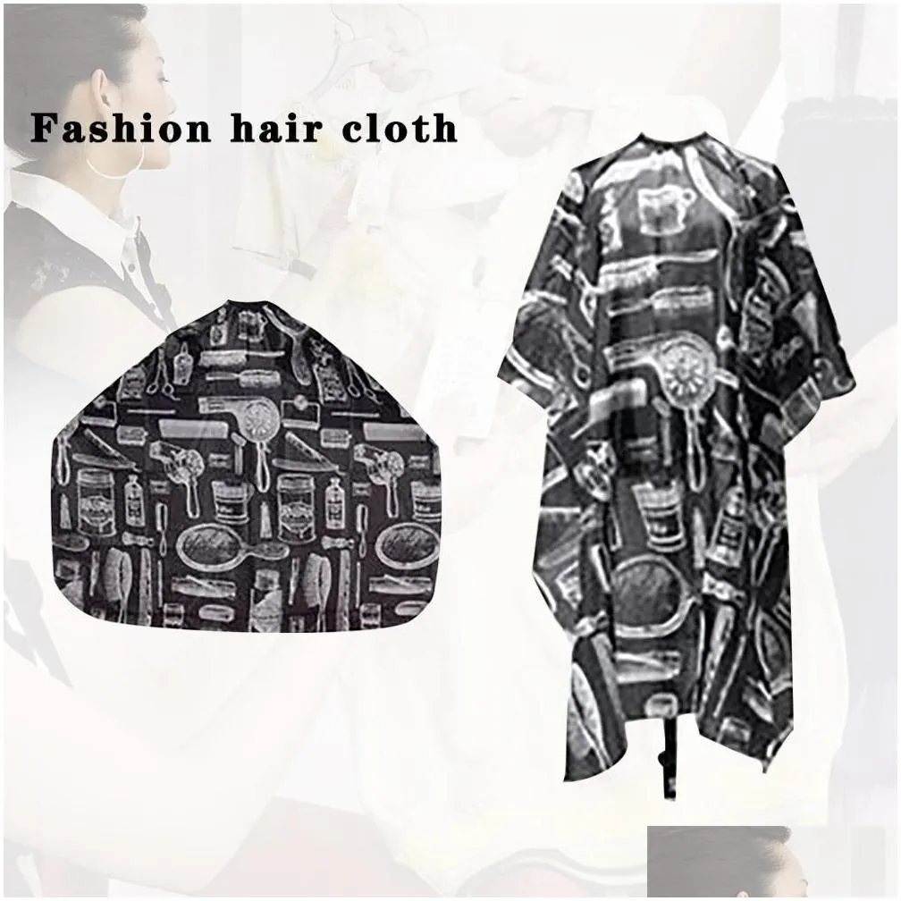 1pcs waterproof tarpaulin salon barber shawl salon release hair stylist dress apron comb print haircutting tool1