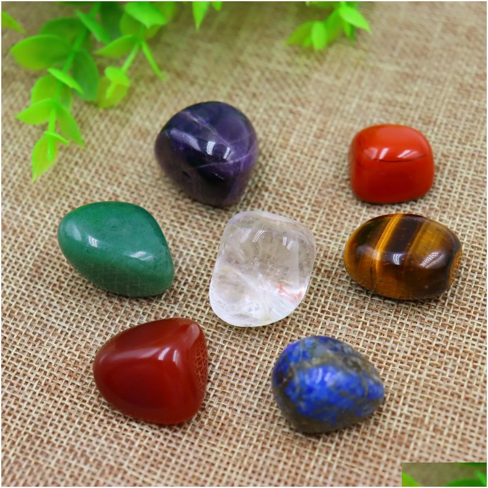 loose 7pcs/set reiki seven chakra healingnatural stone tumbled irregular polishing rock quartz yoga energy bead decoration mki