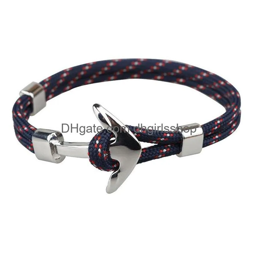 best selling fashion mens and womens handmade silver anchor bracelet colorful woven paracord bracelet for sale98 q2