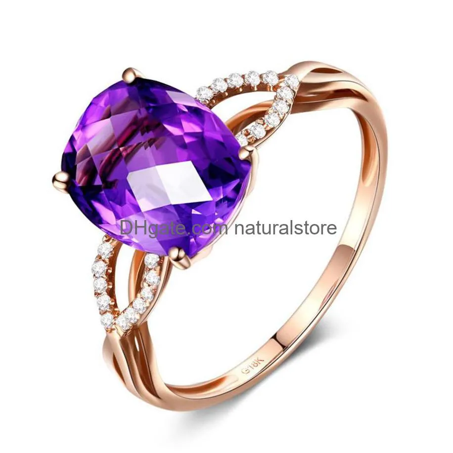 female amethyst ring new geometric ring color ring