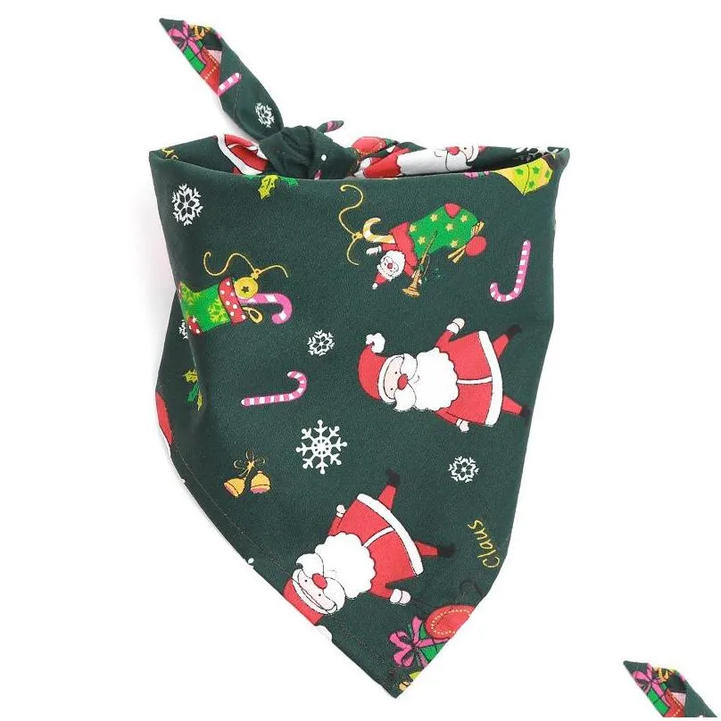 christmas pet dog bandana dog bib scarf washable soft cotton santa claus printing puppy kerchief bow tie pet grooming accessories dbc