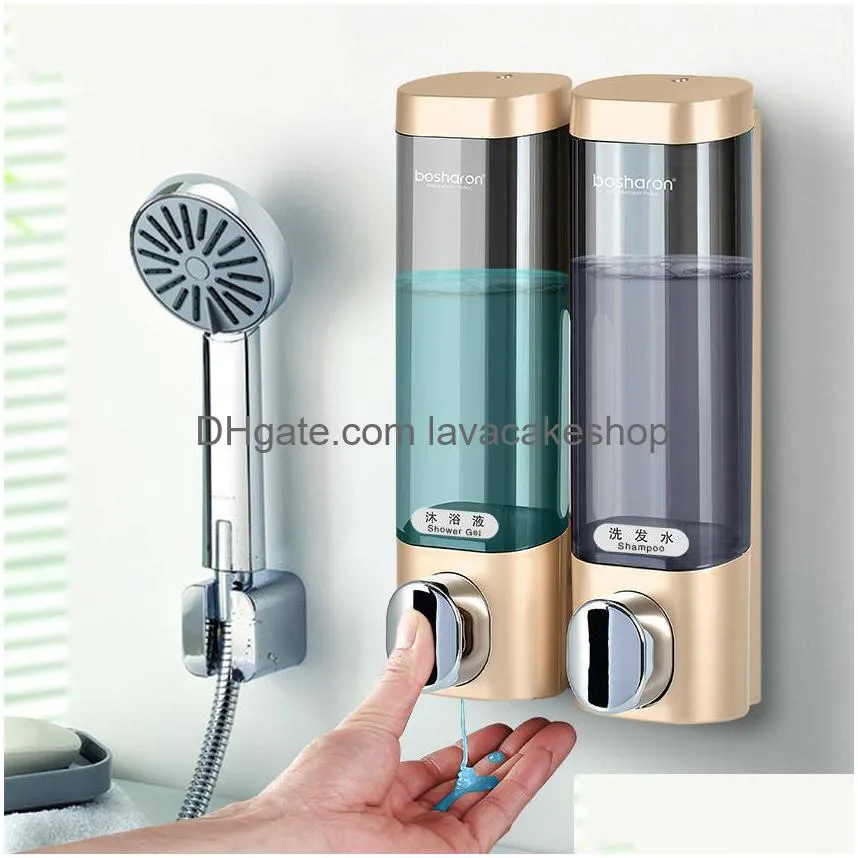 liquid soap dispenser wall mount 300ml bathroom accessories plastic detergent shampoo dispensers double hand kitchen soap bottle