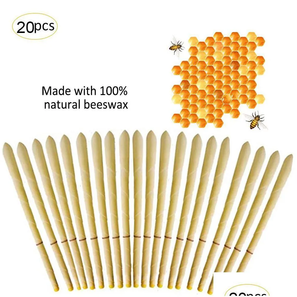 20pcs ear candle ear wax clean removal candles hollow blend cones care healthy beeswax ear nose dust cleaning indiana therapy y200531