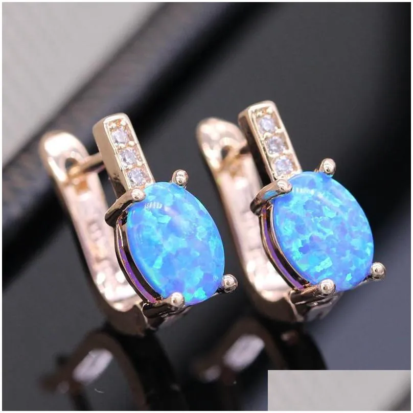 clipon screw back trendy female opal stone small earrings rose gold silver color clip for women dainty crystal oval wedding