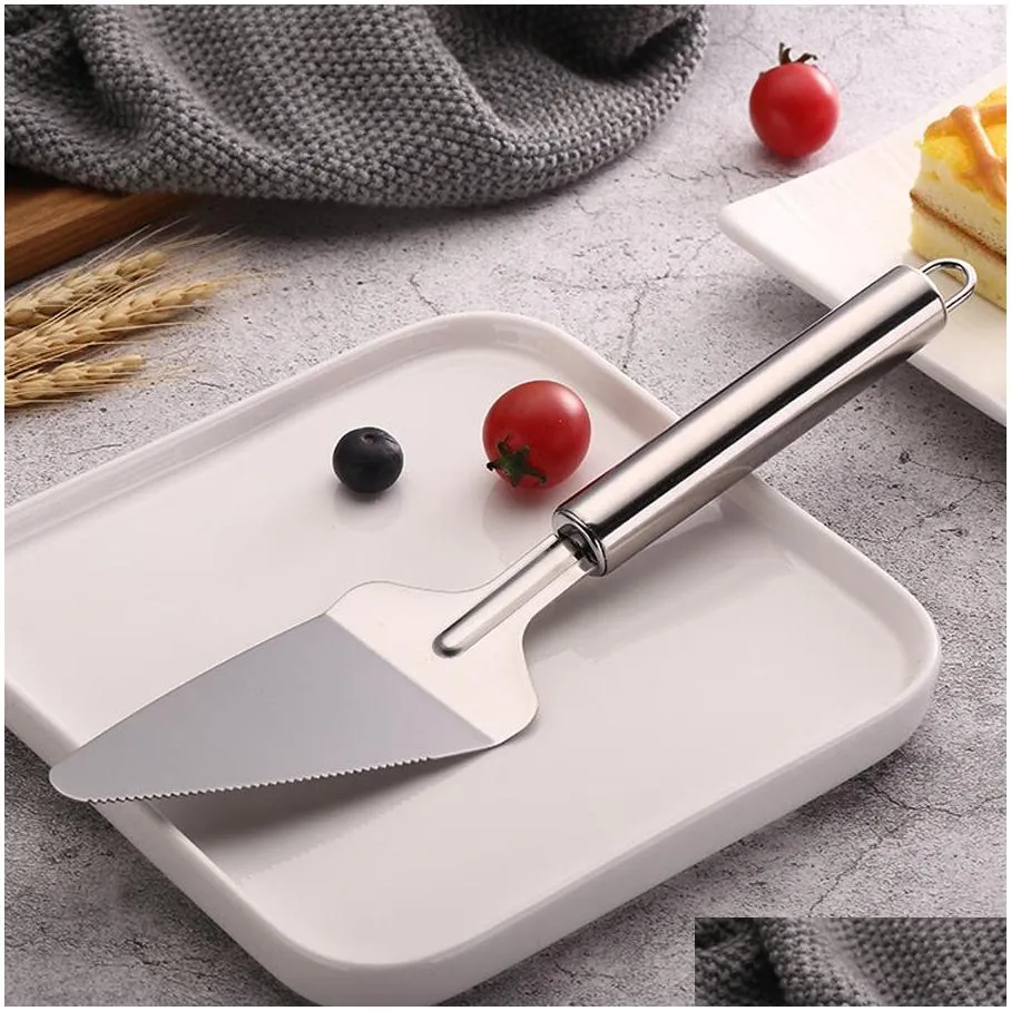 baking tools stainless steel cake pizza cheese shovel knife kitchen serrated edge cake server blade cutter dessert cutlery dh0612 t03