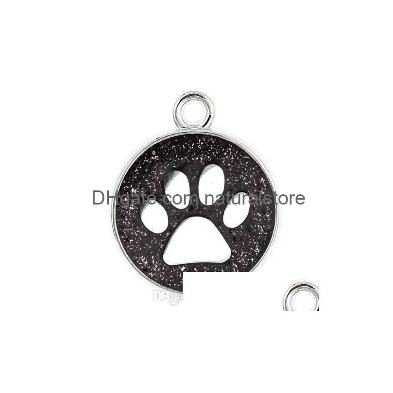 20pcs/lot colors 18mm cat dog paw prints footprint hang pendant charms fit for diy phone strips keychains bag fashion jewelrys