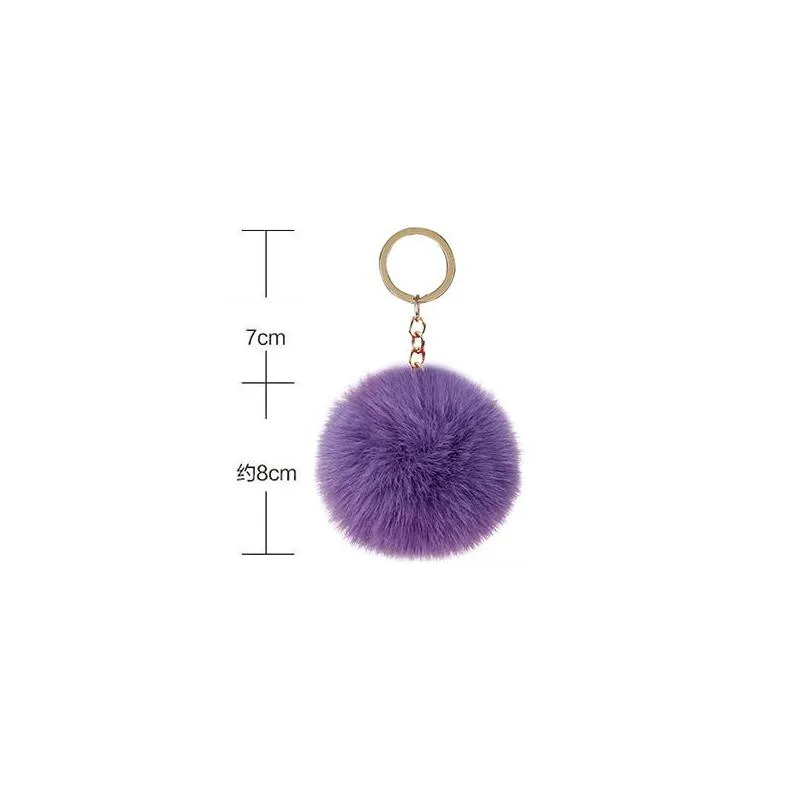 fluffy pom pom keychain soft faux rex rabbit fur ball car key rings pompom plush keychains gold keys holder women bag pendant jewelry