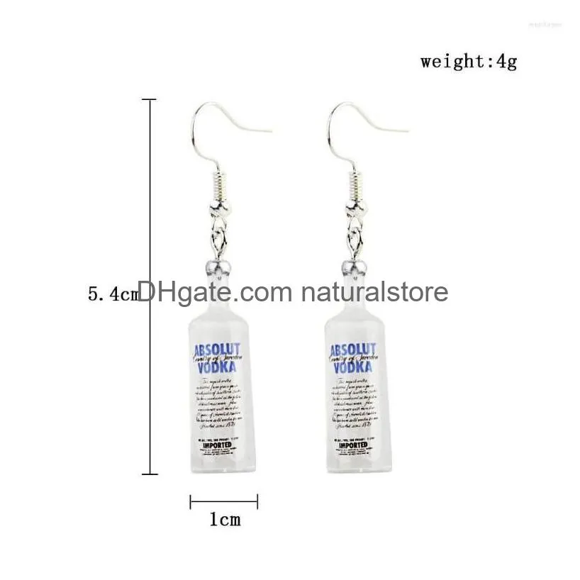 stud earrings creative cool vodka bottle drop funny drinking style cartoon transparent dangle for women girls jewelry