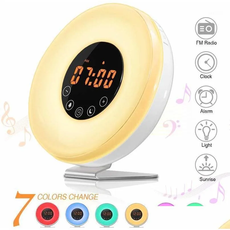 other clocks accessories yooap wake light alarm clock led bedside with touch control sunrise simulation snooze function 6 natural