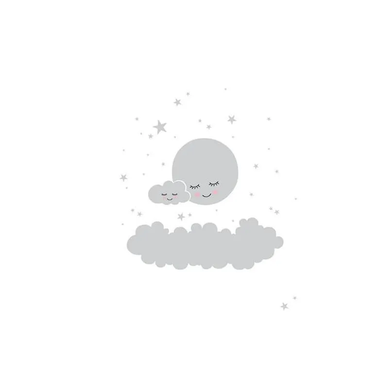 Moon, Stars, Cloud & Cloud Nursery Nursery Room Wall Stickers For Kids