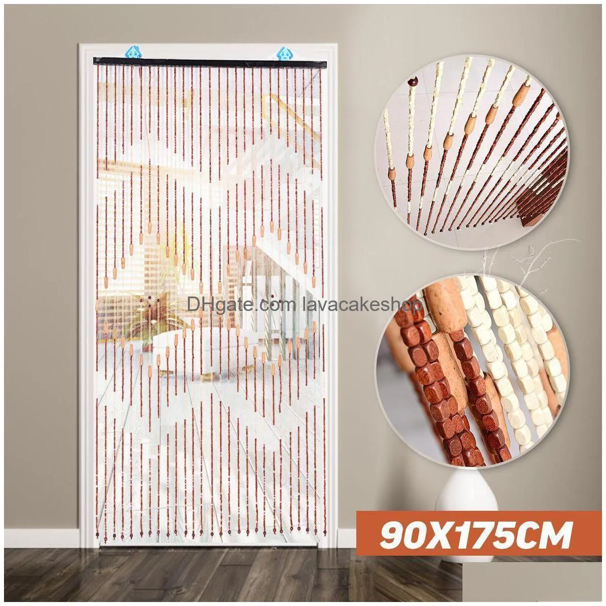 handmade wooden blinds 90x220cm 31 line wooden bead curtains fly screen gate divider sheer curtains hallway living door y200421
