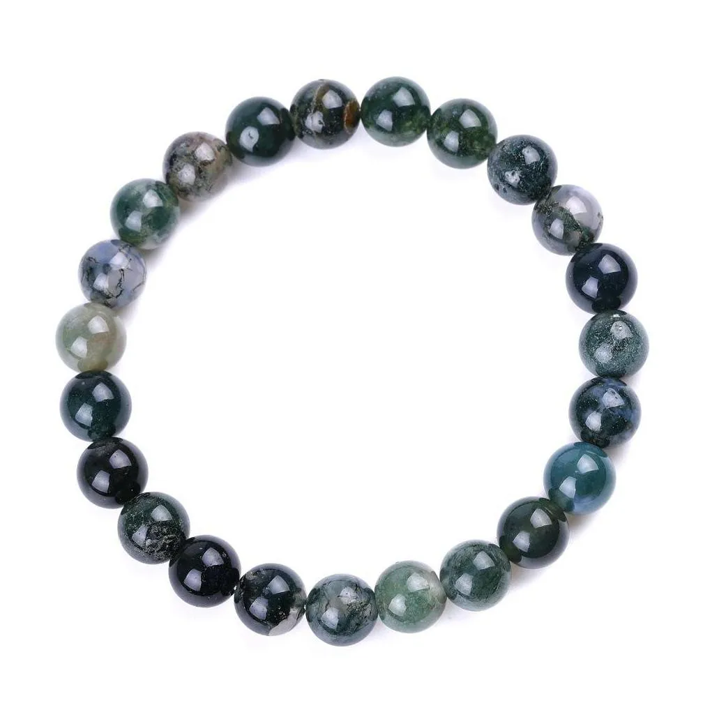 6mm 8mm 10mm india grass agate stone beaded strand bracelet balance yoga friendships jewelry for women men