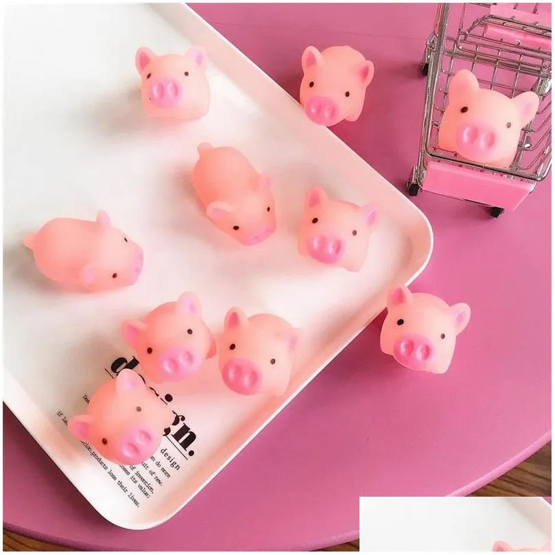 kids cute cartoon animal 50pcs mini rubber pigs squeeze sound toy baby bath toys gifts for children infant baby 412 h1