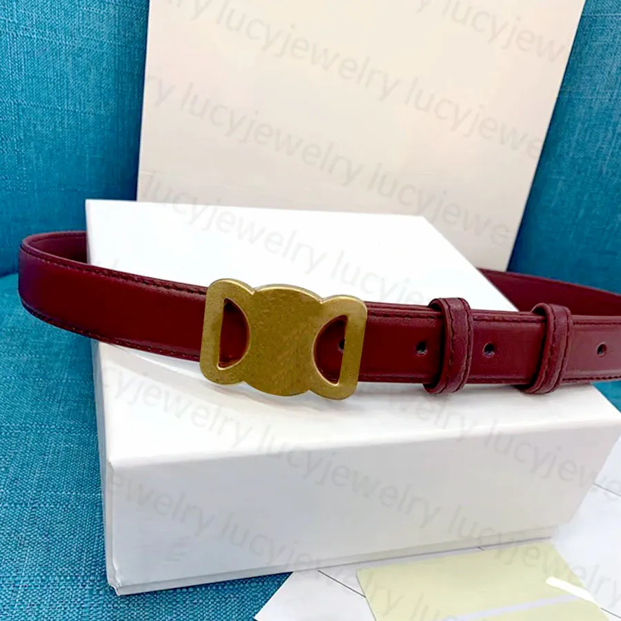Woman Belt Luxury Lady Narrow Belts Classic Genuine Leather Gold Buckle Width 2.5cm