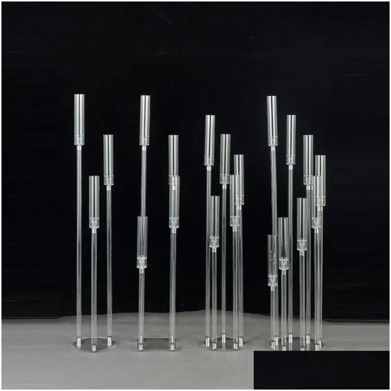 candle holders 10 set crystal candlestick 3or4or5or8or9 heads wedding table center flower stand transparent acrylic holder party road lead