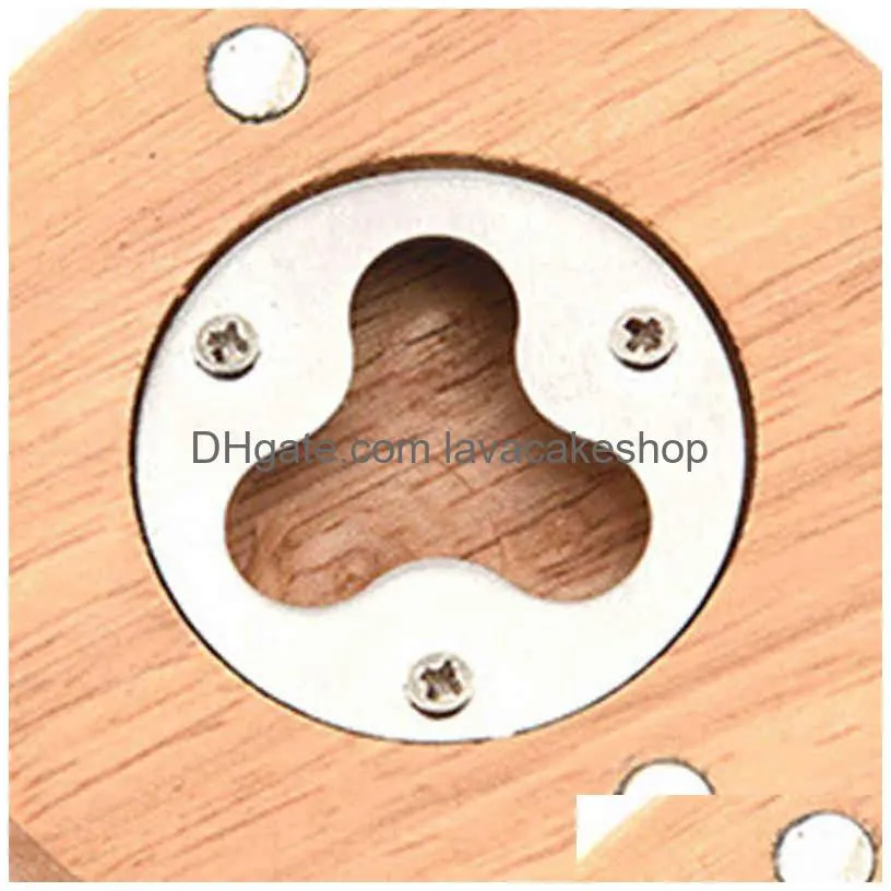 openers wooden round stainless steel wine opener bartender bottle openers beer soda glass cap bottles portable home kitchen bar