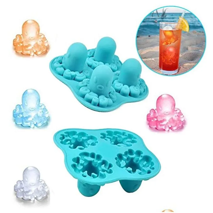 adorable octopus ice mold creative silicone ice tray mould kitchen bar cooling fruit juice drinking cute ice cream maker vt1516