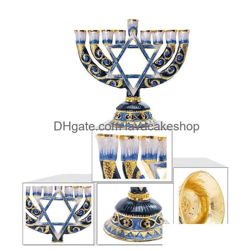 h d 9 branch magen david menorah handpainted candle holder collection for hanukkah shabbat christmas ceremony home decor gift y200109