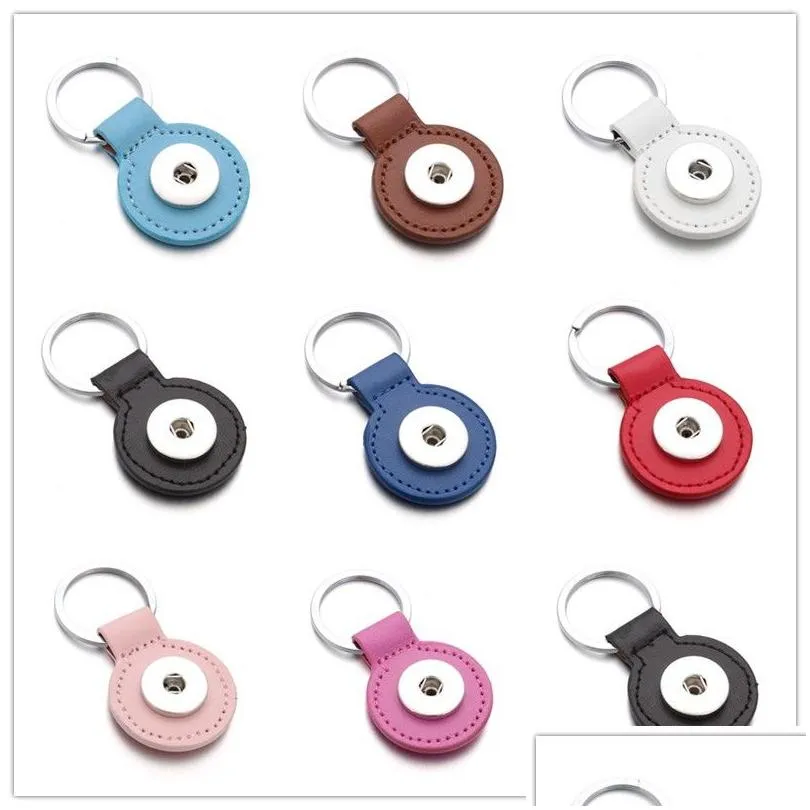 noosa pu leather 18mm snap button key rings keychain fit diy ginger snaps keyrings jewelry