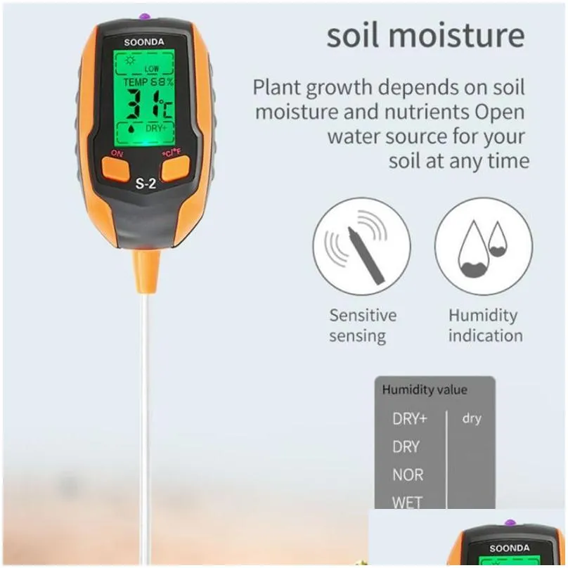 meters 5in1 soil tester multifunctional detector moisture meter ph temperature soil/ambient