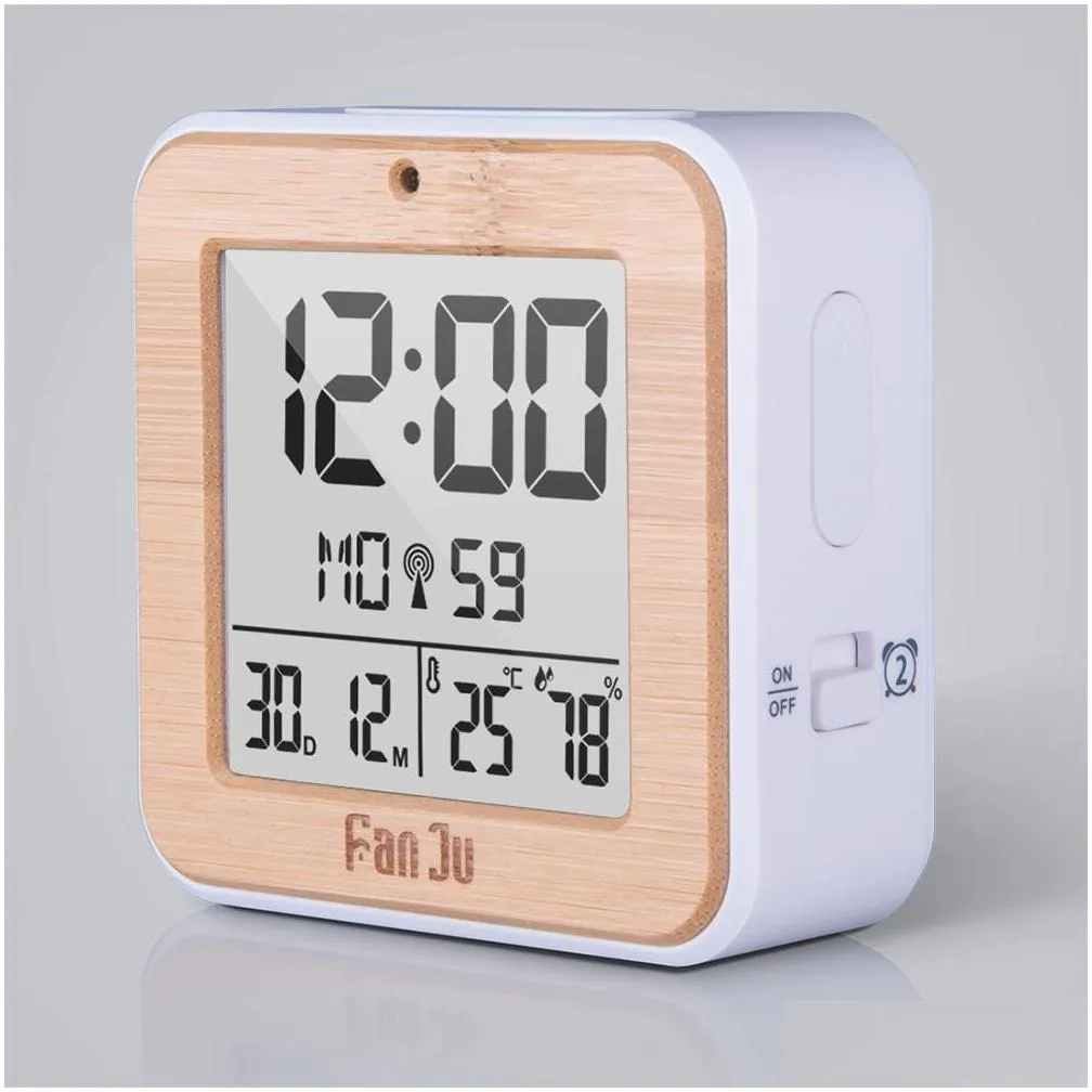 other clocks accessories fanju fj3533 lcd digital alarm clock with indoor temperature dual battery operated snooze date1