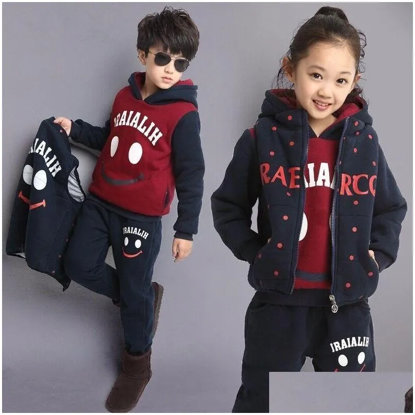 children plus velvet threepiece suit autumn and winter thickened small middleaged big boy boy girl child kid set 10 years old 679 x2