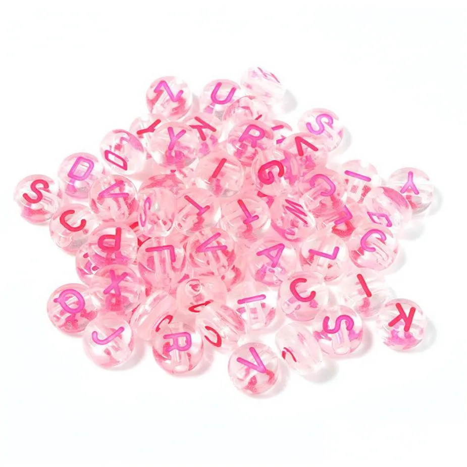 500pc/lot dia.7mm colorful letters acrylic beads a z alphabet spacer charm bead fit for diy bracelet necklace making