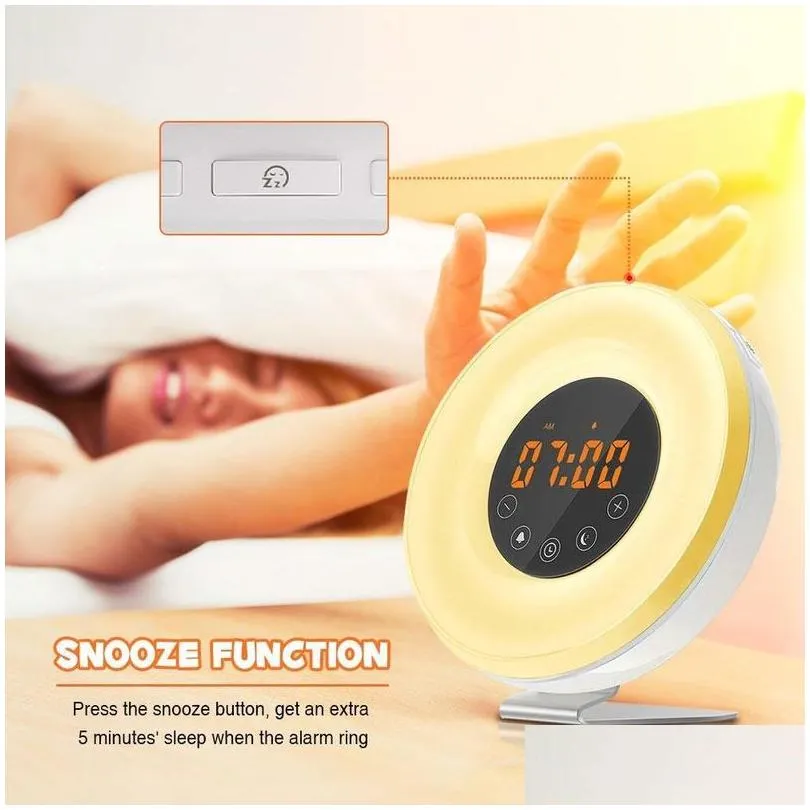 other clocks accessories yooap wake light alarm clock led bedside with touch control sunrise simulation snooze function 6 natural