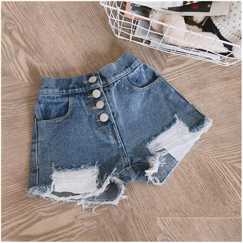 sk ins kids girl jeans shorts hole pockets style summer children denim short pantalones cortos kids pant 215 z2