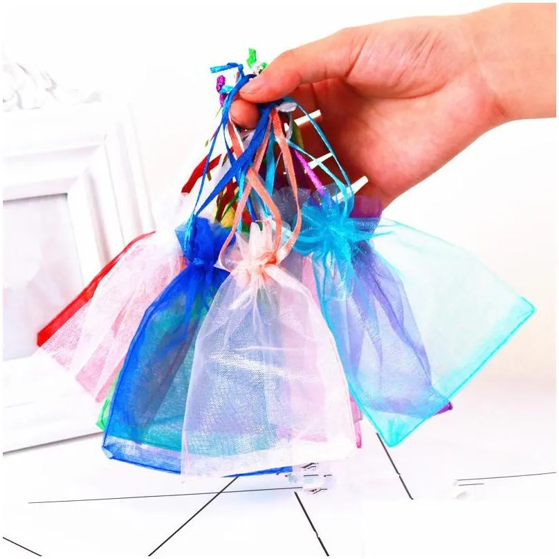 10pcs 15x20 17x23 20x30 organza bag pink blue organza bag wedding pouches gift jewelry packaging birthday party supplies1