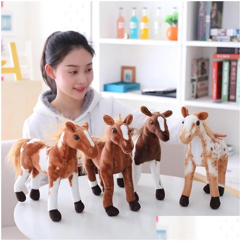 3060cm simulation horse plush toys cute staffed animal zebra doll soft realistic horse toy kids birthday gift home decoration 402 h1