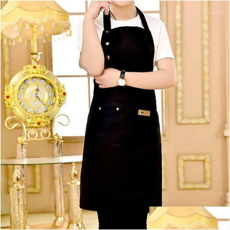 aprons fashion mens womens apron washable canvas pocket butcher waiter chef kitchen cooking unisex waterproof coffee shop baking